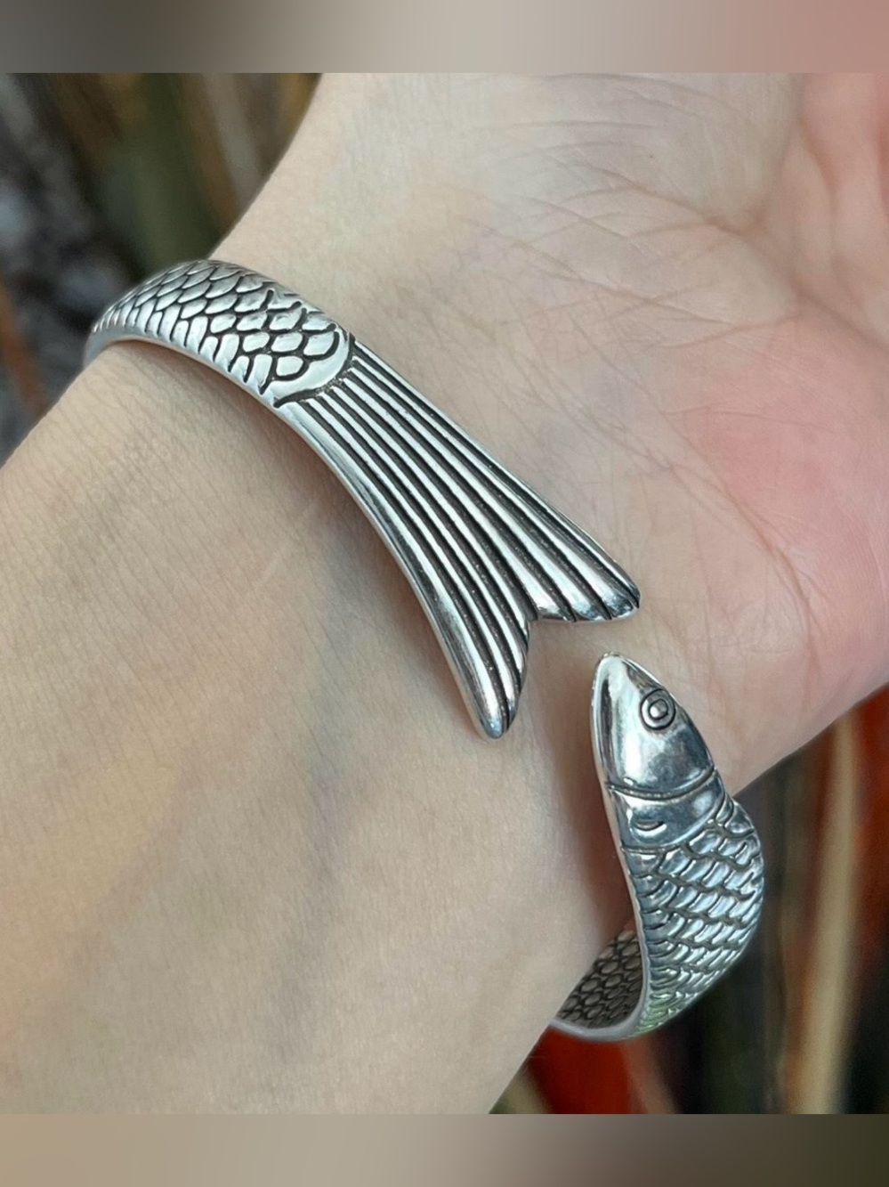 Silver Fish Tail Cuff Bracelet